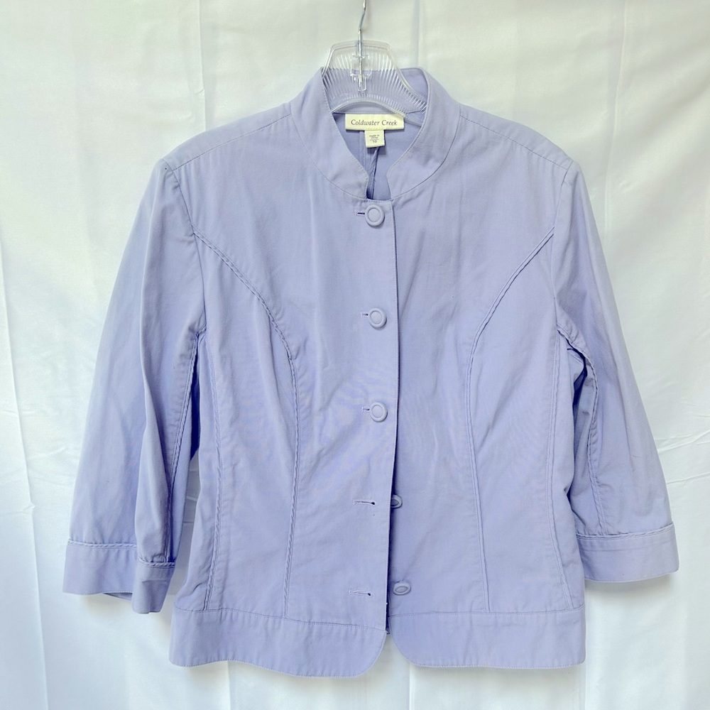 Coldwater  Creek lavender 3/4 sleeve button front spring/summer jacket SZ 10
